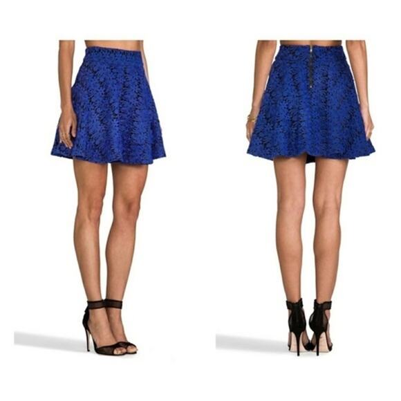 Line & Dot  Womens Cobalt Blue Black  Eyelet Full Circle Skirt Size Small - Picture 1 of 8